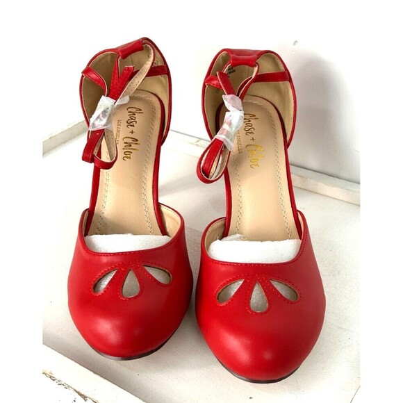 Chase + Chloe Kimmy 75 Women Size 7 Red Heel Round Toe Mary Jane Dress Pumps Rck - Picture 5 of 10
